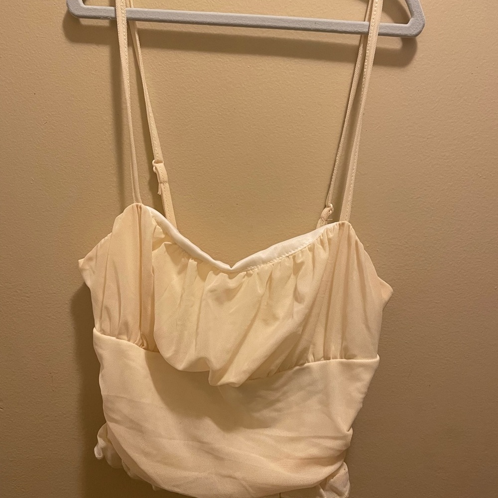 Cream Ruffled Spaghetti Strap Top